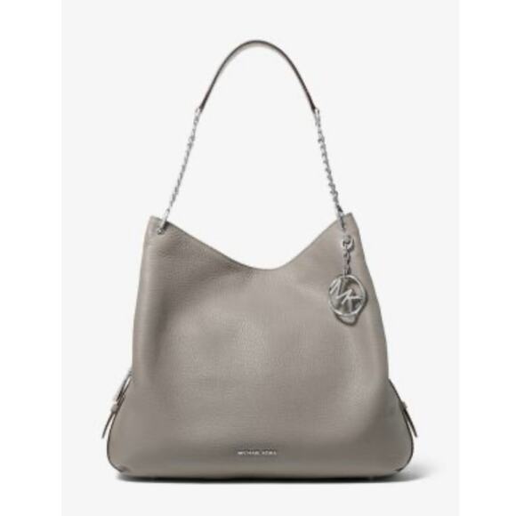 The MICHAEL Michael Kors Lillie Chain Straps Large Shoulder Bag Gray Tote NWOT - Picture 2 of 11